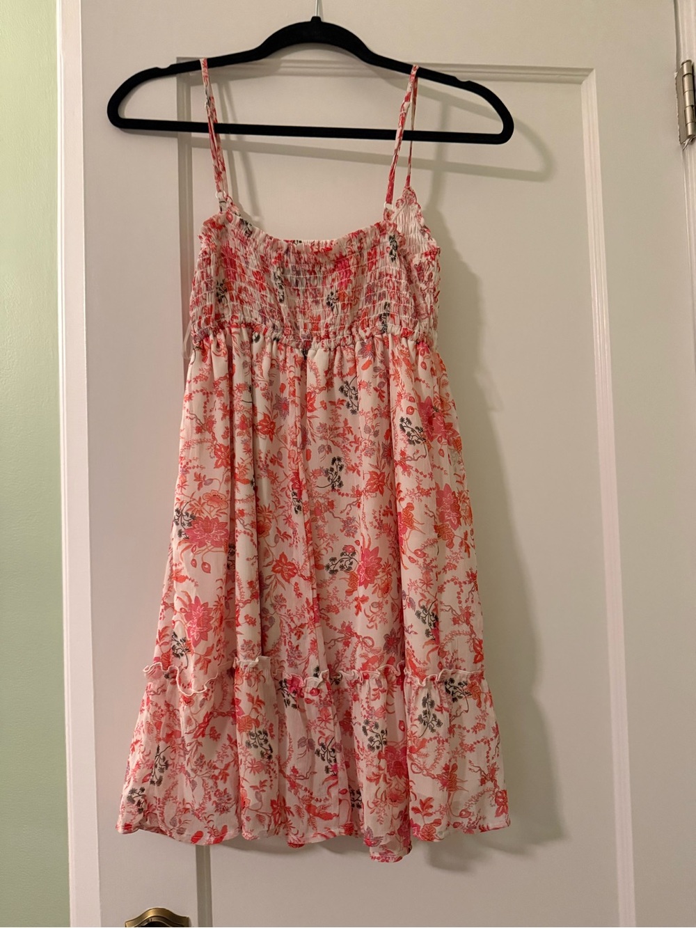 Matix Clothing Company Coral & Cream Smocked Floral Dress